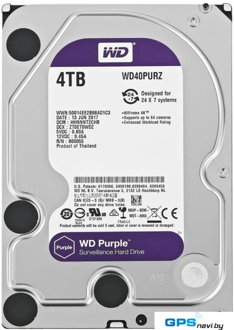 Жесткий диск WD Purple 4TB [WD40PURZ]