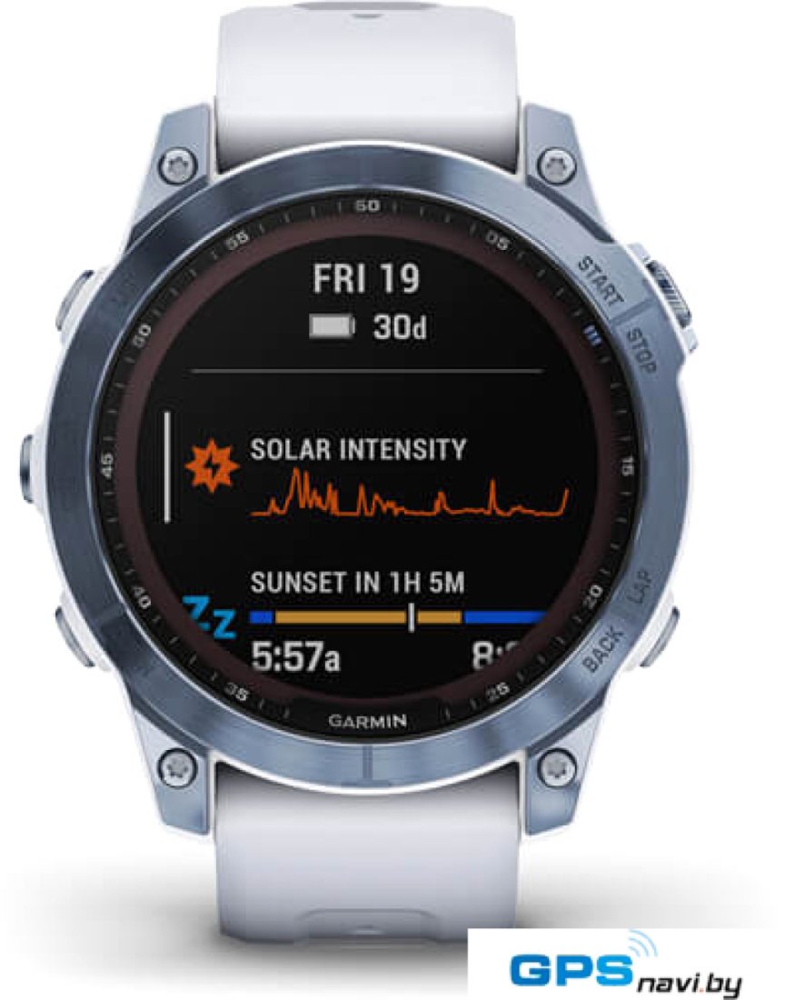 Умные часы Garmin Fenix 7 Sapphire Solar 47 мм (голубой минерал/белый камень)