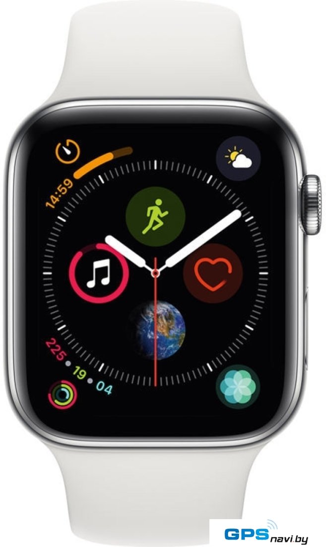 Умные часы Apple Watch Series 4 LTE 44 мм (сталь серебристый/белый)