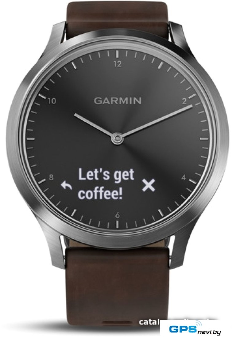 Гибридные умные часы Garmin Vivomove HR Premium L (серебристый/коричневый)