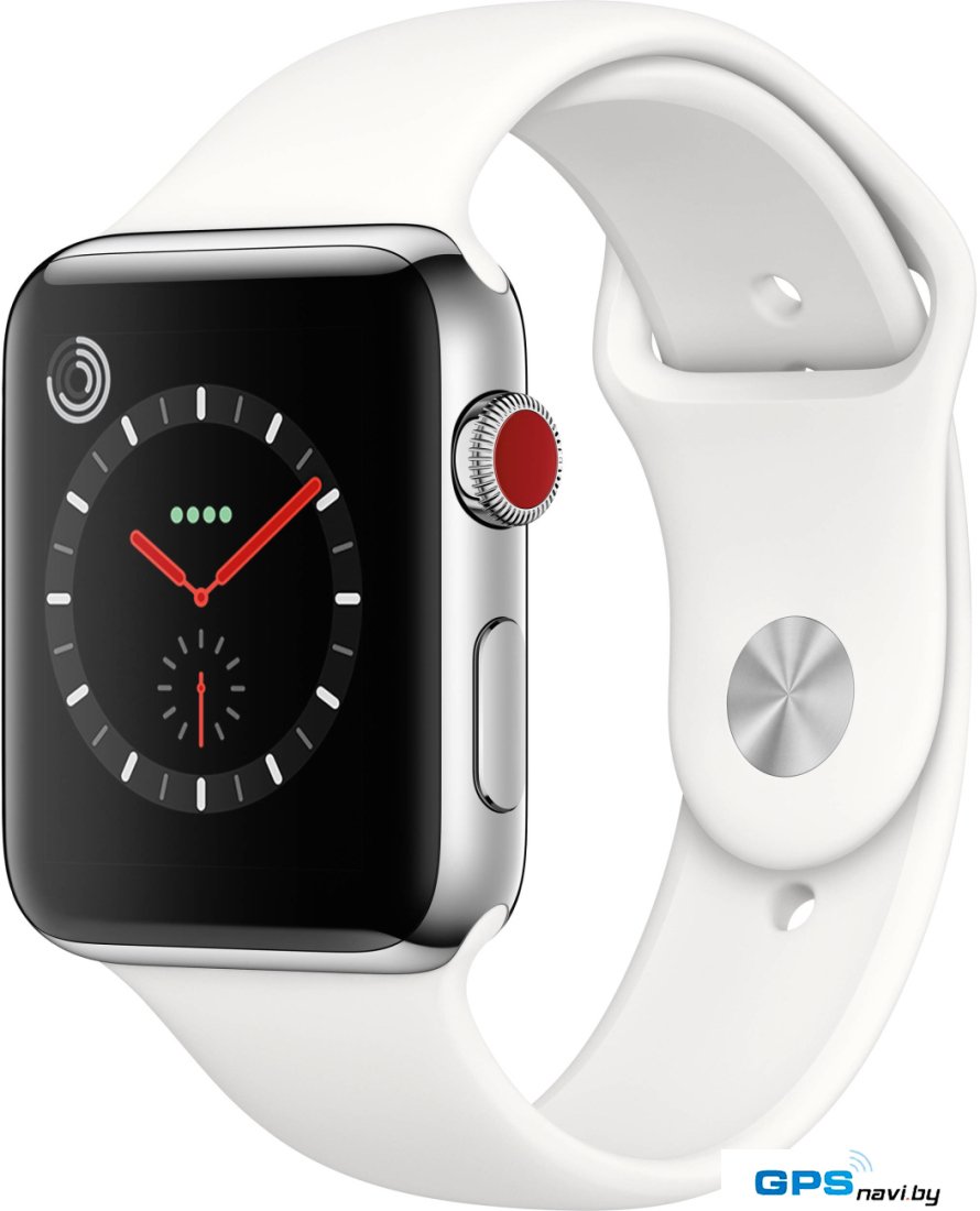 Умные часы Apple Watch Series 3 LTE 42 мм (сталь/белый)