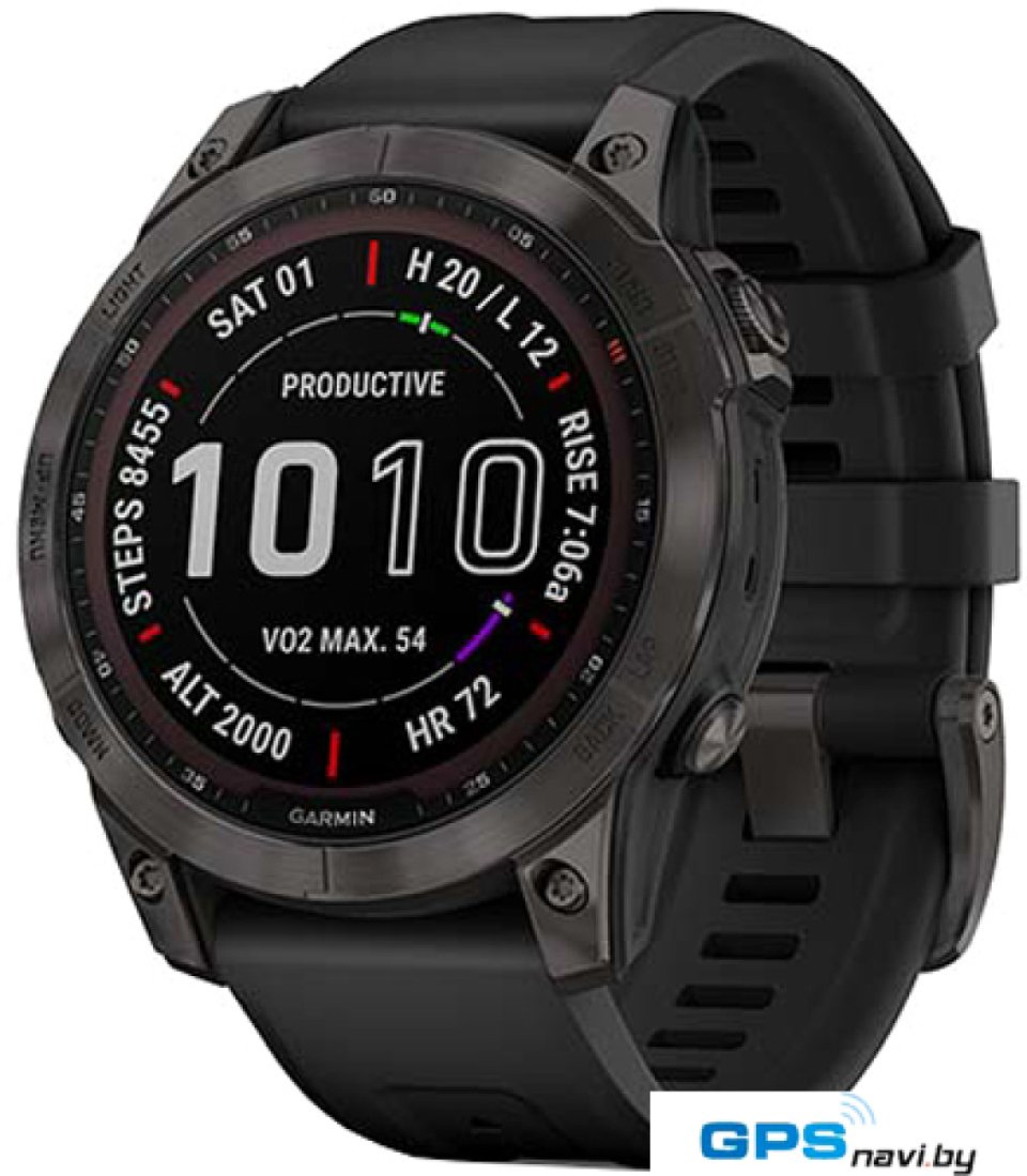 Умные часы Garmin Fenix 7 Sapphire Solar 47 мм (черный титан/черный)