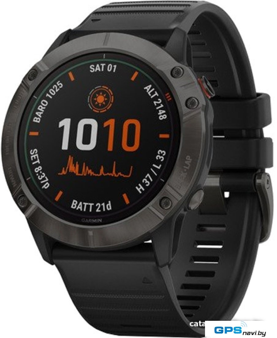 Умные часы Garmin Fenix 6X Pro Solar (титановый серый DLC/черный)