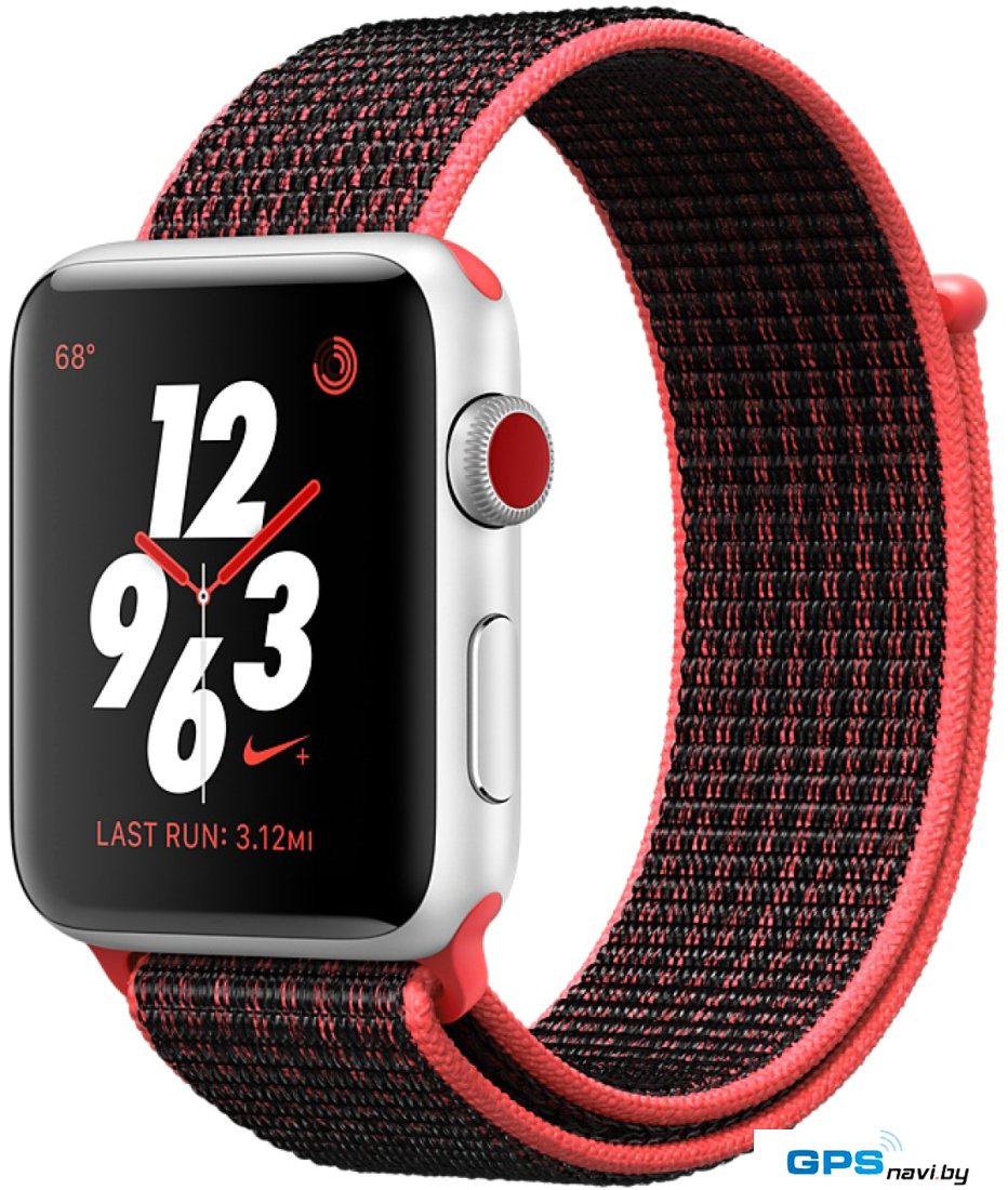 Умные часы Apple Watch Nike+ LTE 42 мм (серебристый алюминий/черный, красный)