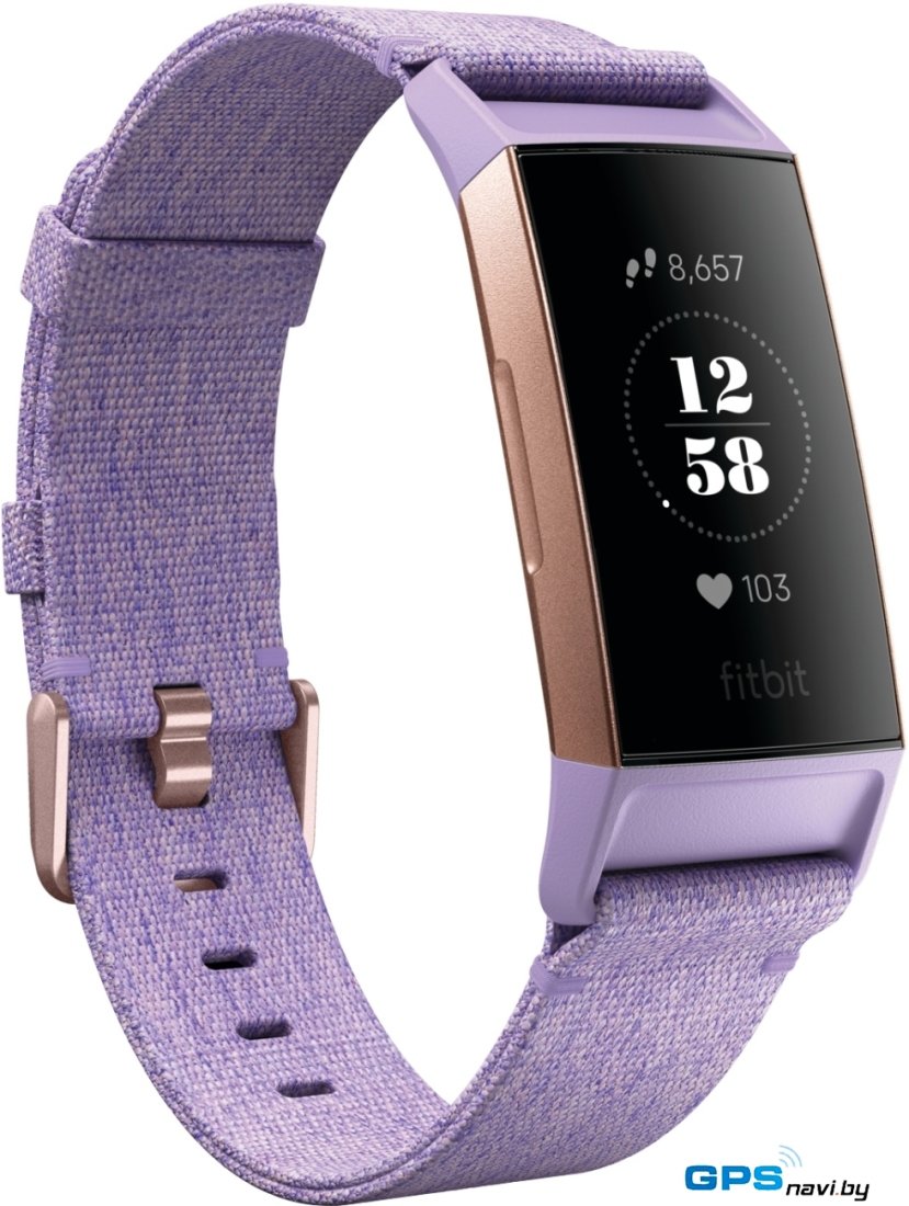 Фитнес-браслет Fitbit Charge 3 Special Edition (розовое золото/лавандовый тканевый)