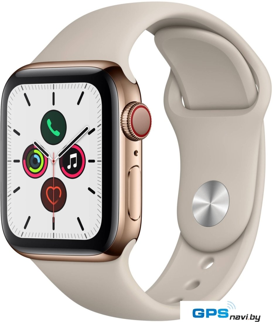 Умные часы Apple Watch Series 5 LTE 40 мм (сталь золотистый/песочный спортивный)