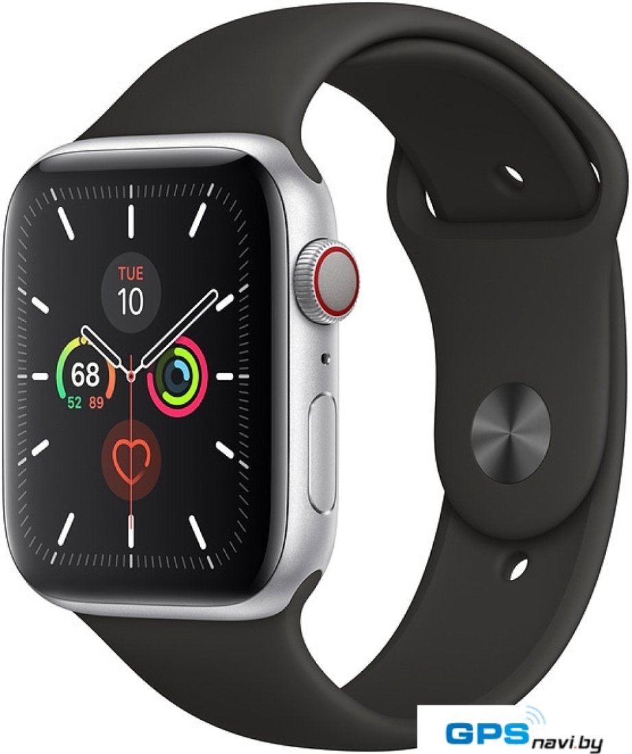 Умные часы Apple Watch Series 5 LTE 44 мм (серебристый алюминий/черный)