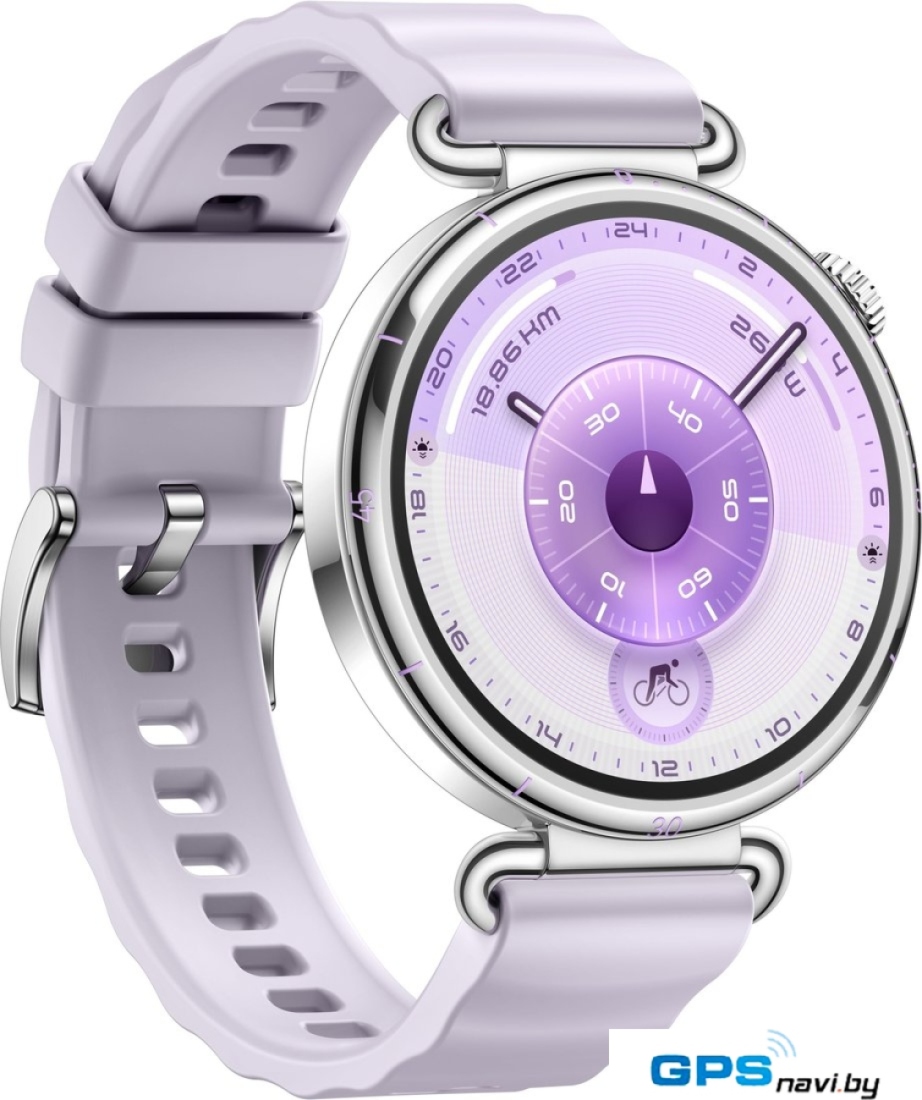 Умные часы Huawei Watch GT 6 41 мм (серебристый, с сиреневым силиконовым ремешком, международная версия)