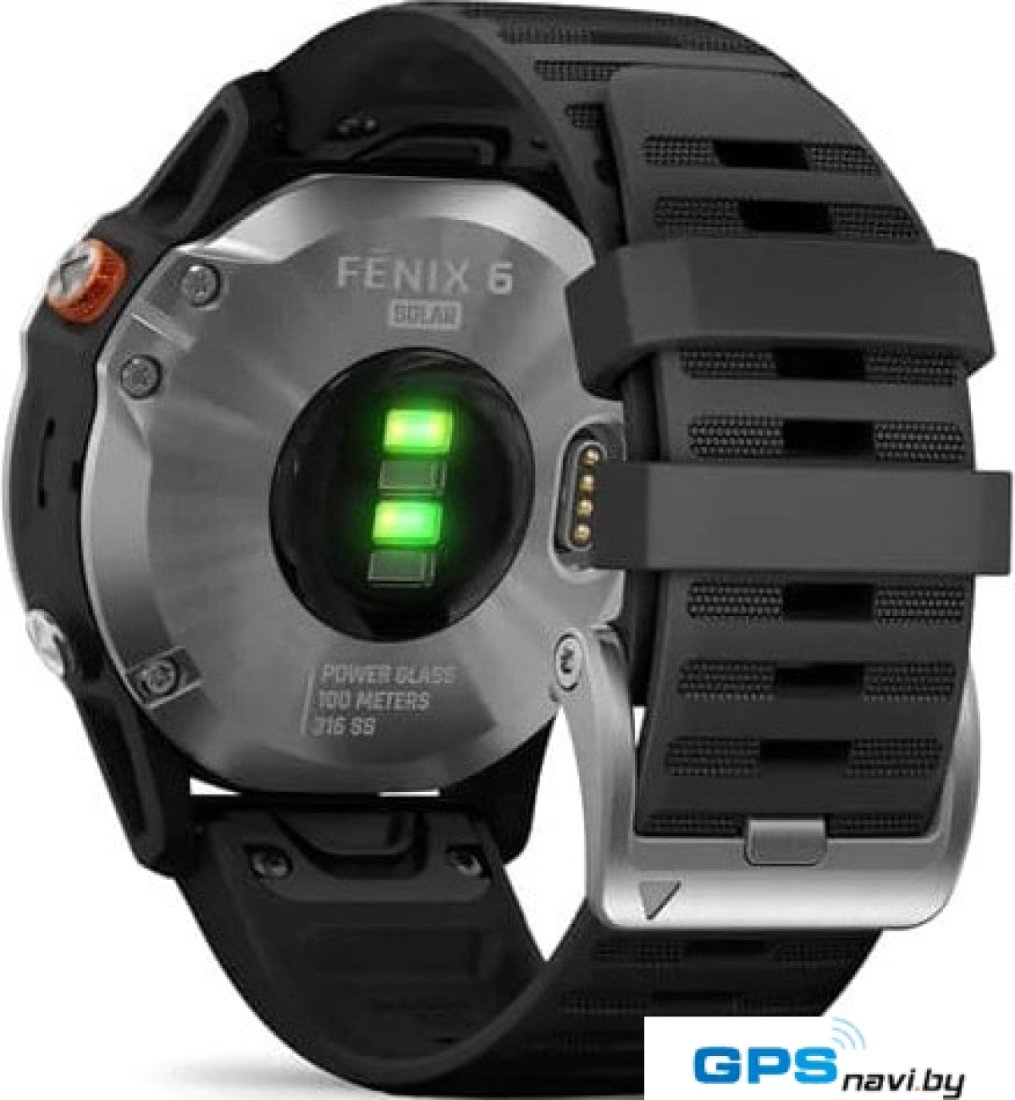 Умные часы Garmin Fenix 6 Solar 47 мм (серебристый/черный)