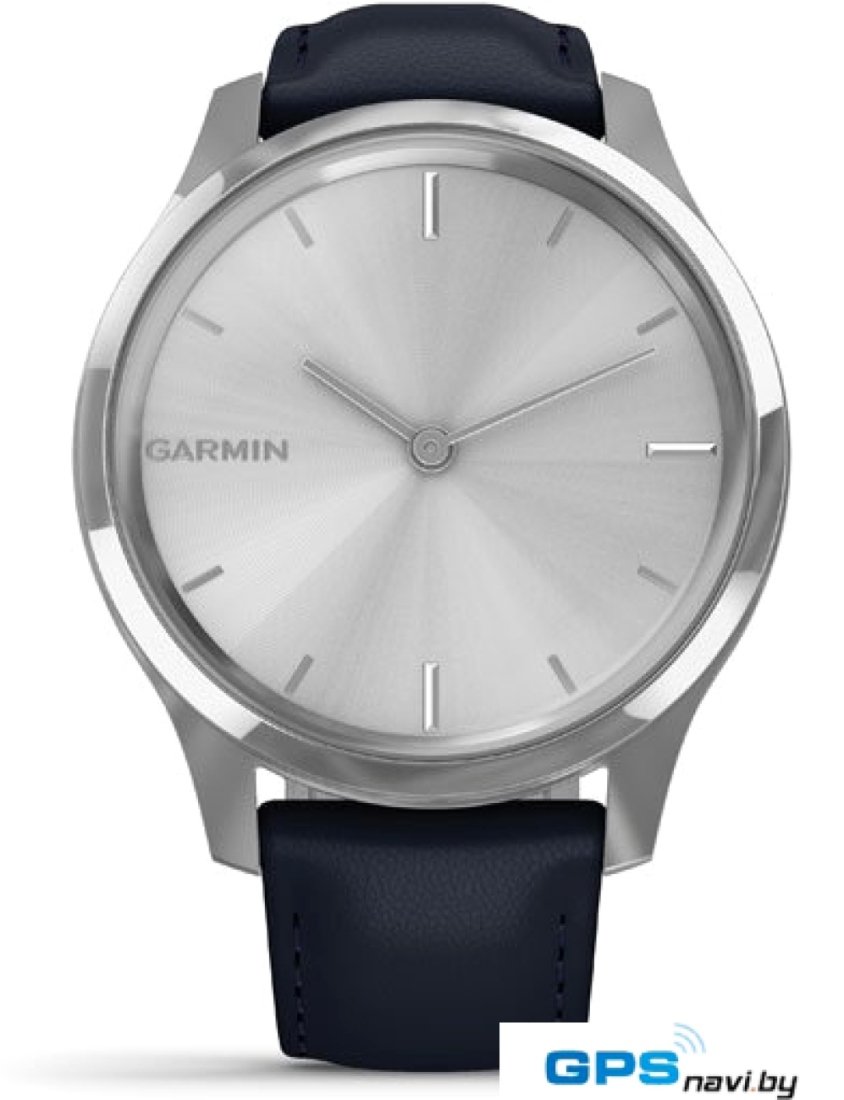 Гибридные умные часы Garmin Vivomove Luxe (серебристый/темно-синий)