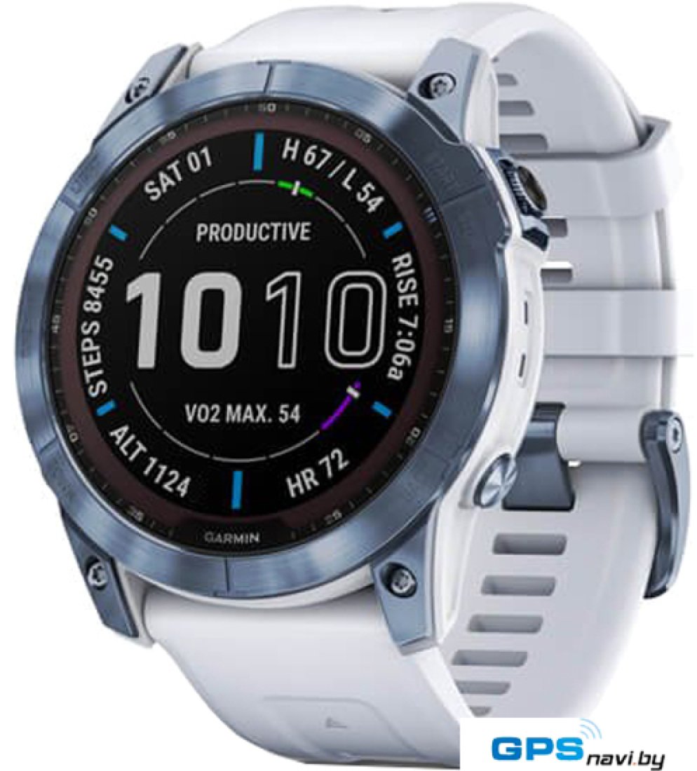 Умные часы Garmin Fenix 7X Sapphire Solar 51 мм (голубой минерал/белый камень)