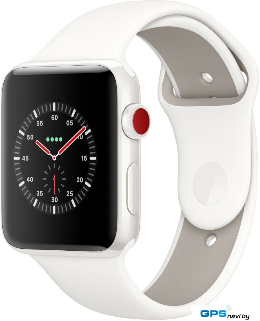 Умные часы Apple Watch Series 3 LTE 42 мм (белый керамический/белый)