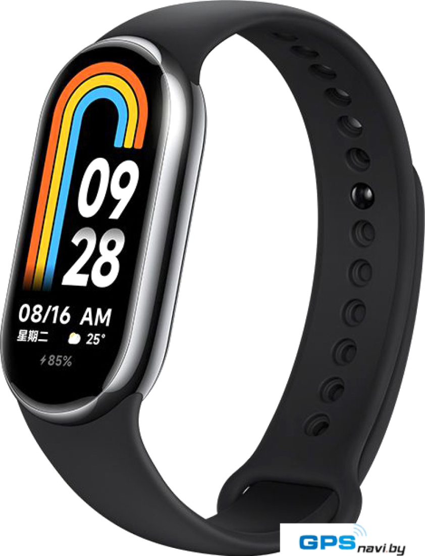Фитнес-браслет Xiaomi Smart Band 8 (серый, с черным силиконовым ремешком, китайская версия)