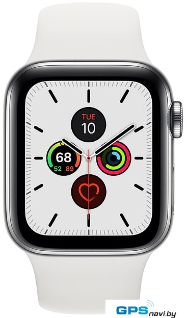 Умные часы Apple Watch Series 5 LTE 40 мм (сталь серебристый/белый спортивный)