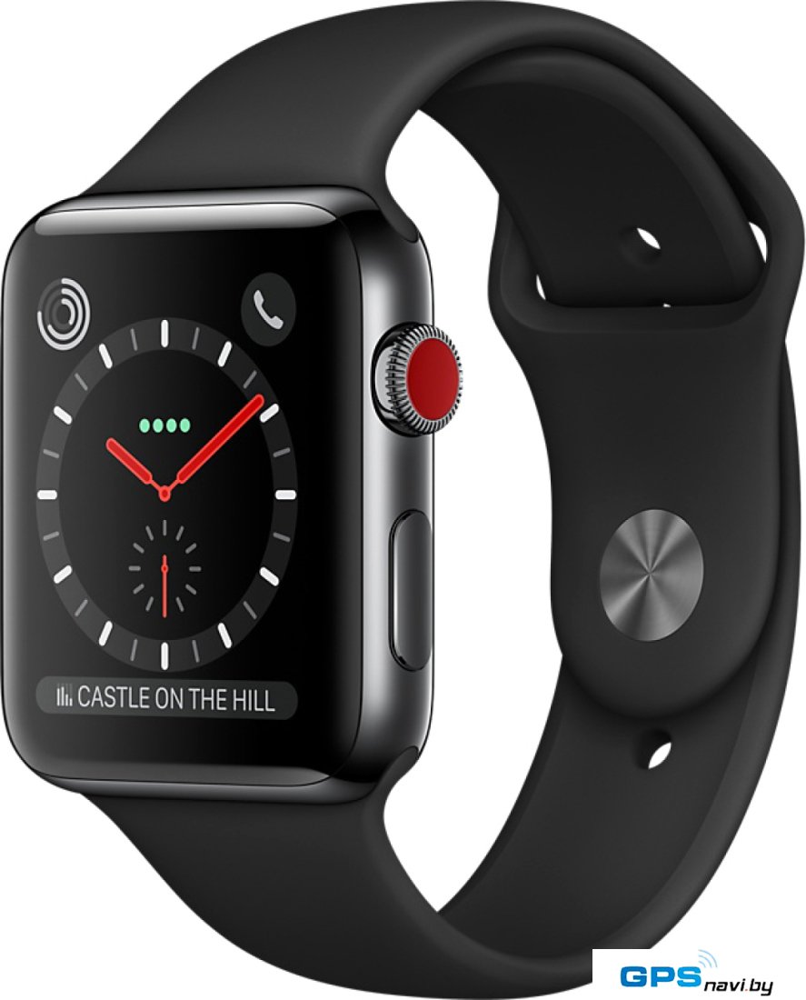 Умные часы Apple Watch Series 3 LTE 42 мм (сталь черный космос/черный)