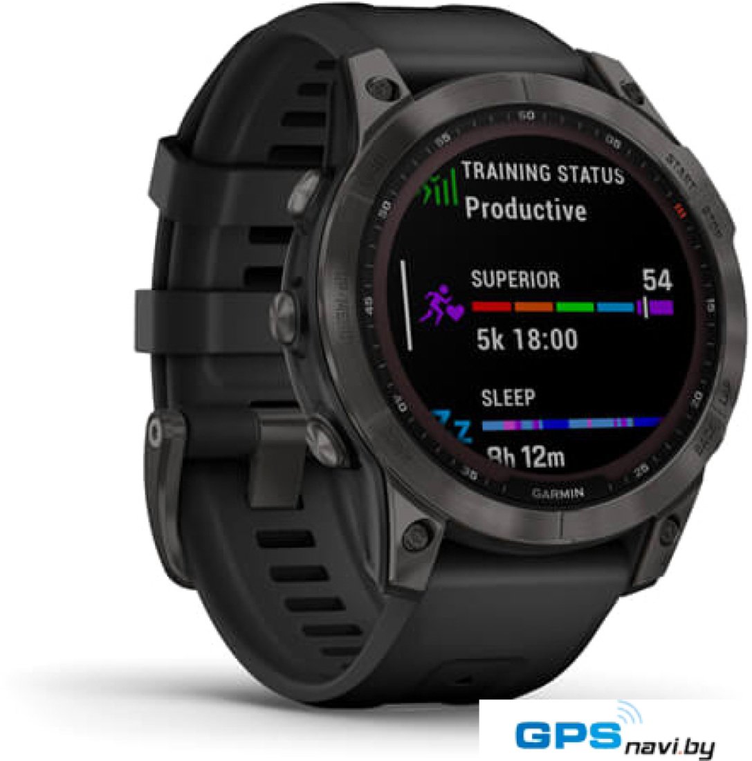 Умные часы Garmin Fenix 7 Sapphire Solar 47 мм (серый карбон/черный)