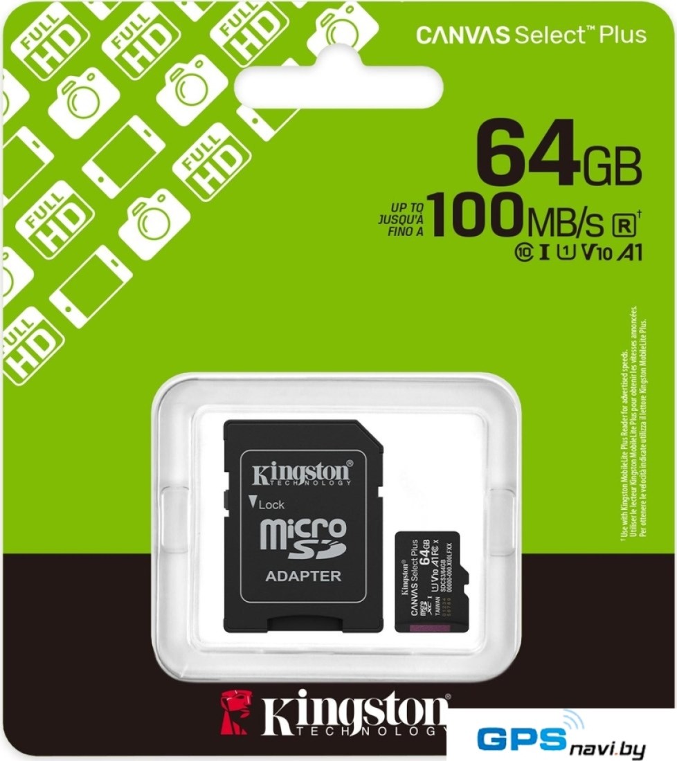 Карта памяти Kingston Canvas Select Plus microSDXC 64GB SDCS3/64GB (с адаптером)