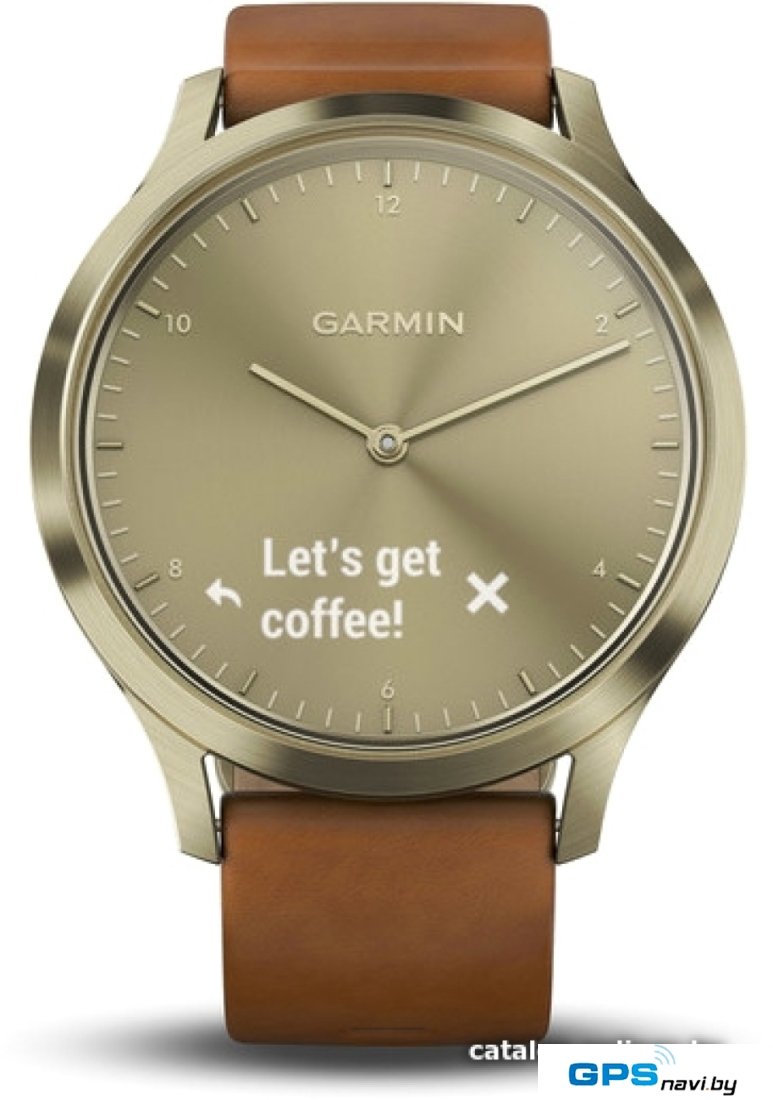 Гибридные умные часы Garmin Vivomove HR Premium S/M (золотистый/коричневый)