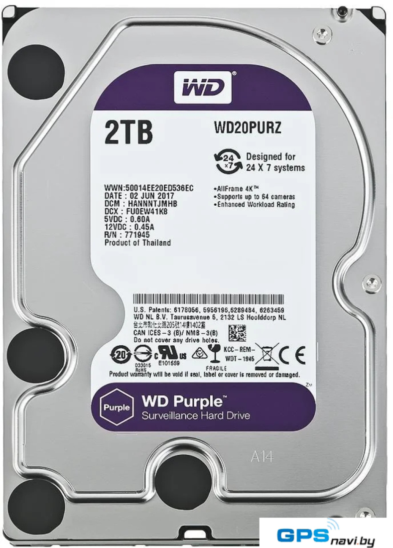 Жесткий диск WD Purple 2TB [WD20PURZ]