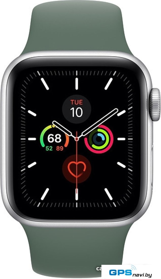 Умные часы Apple Watch Series 5 40 мм (серебристый алюминий/зеленый спортивный)