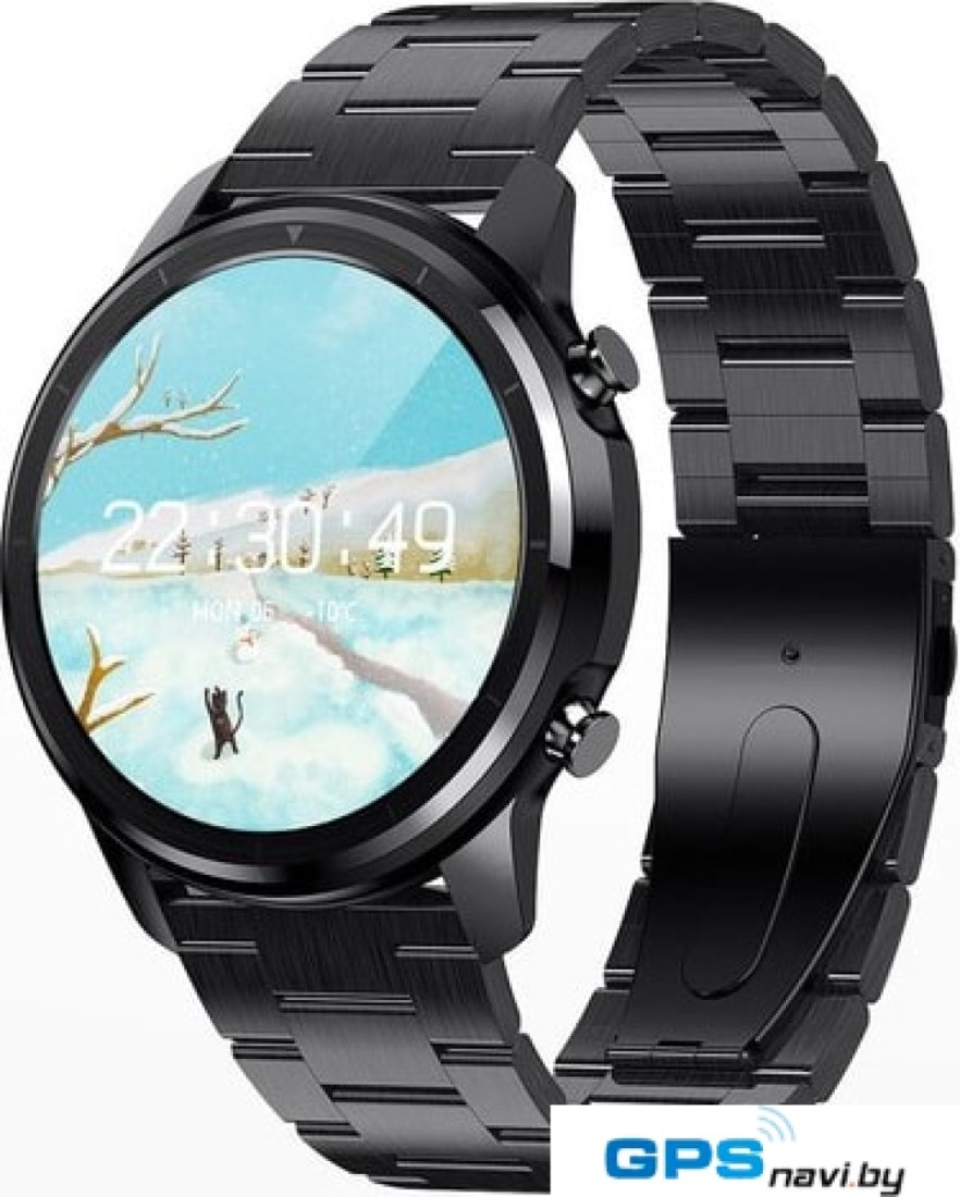 Умные часы Lemfo LF26 (черный/металлический браслет)