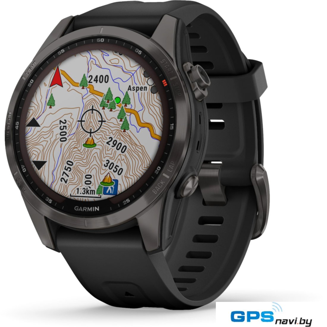 Умные часы Garmin Fenix 7S Sapphire Solar 42 мм (серый карбон/черный)