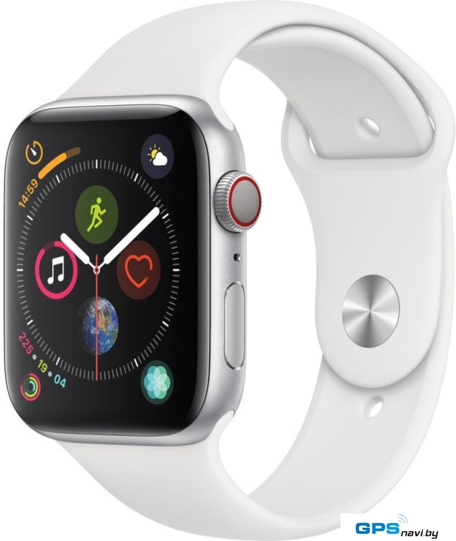 Умные часы Apple Watch Series 4 LTE 44 мм (алюминий серебристый/белый)