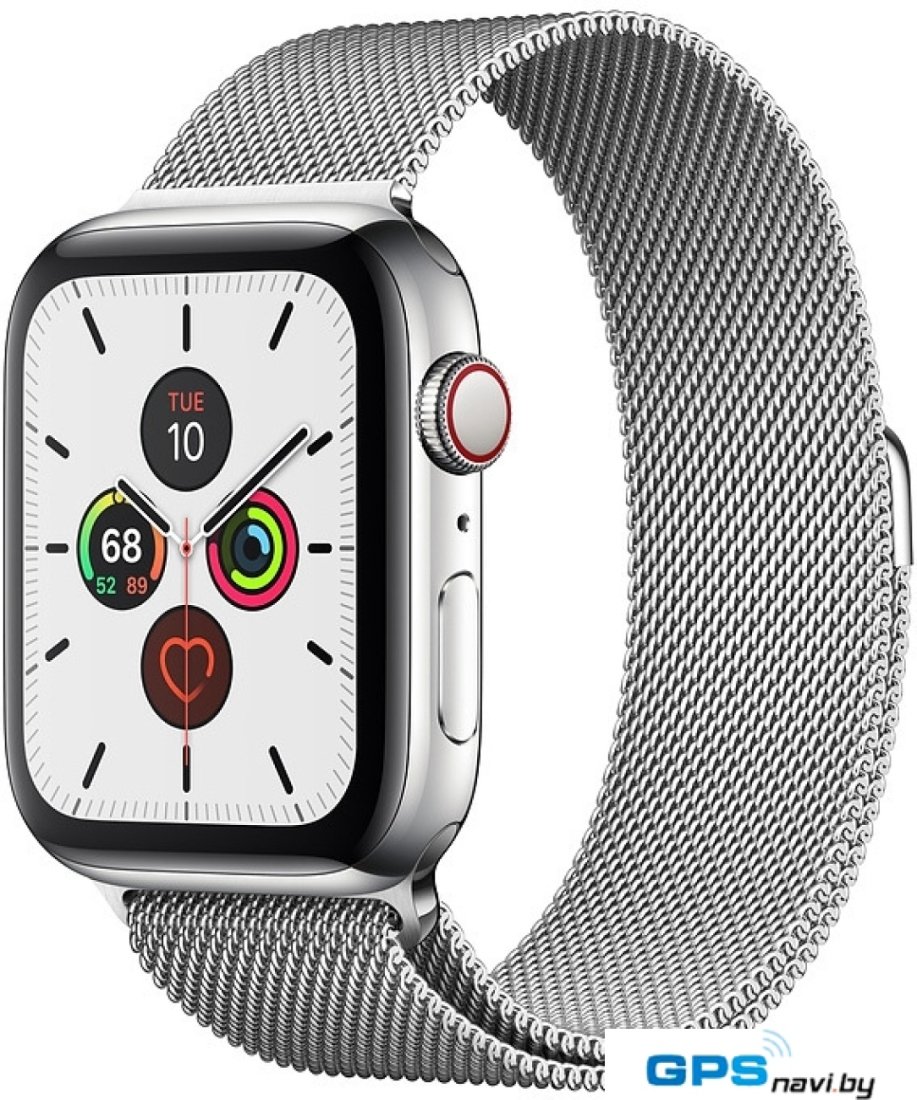 Умные часы Apple Watch Series 5 LTE 44 мм (серебристый/миланский серебристый)