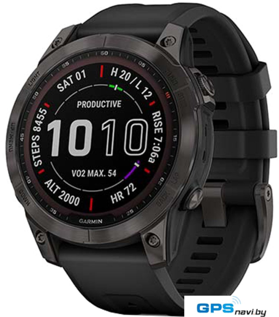 Умные часы Garmin Fenix 7 Sapphire Solar 47 мм (серый карбон/черный)