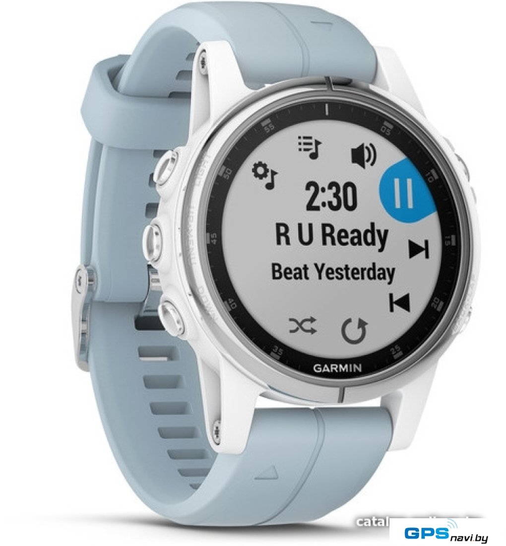 Умные часы Garmin Fenix 5S Plus (белый/голубой)