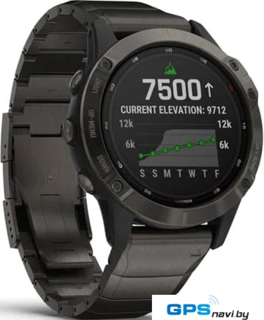 Умные часы Garmin Fenix 6 Pro Solar 47 мм (титановый карбоново-серый, титан)