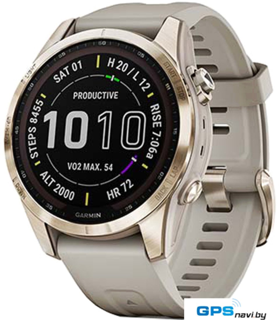 Умные часы Garmin Fenix 7S Sapphire Solar 42 мм (кремово-золотой титан/песочный)