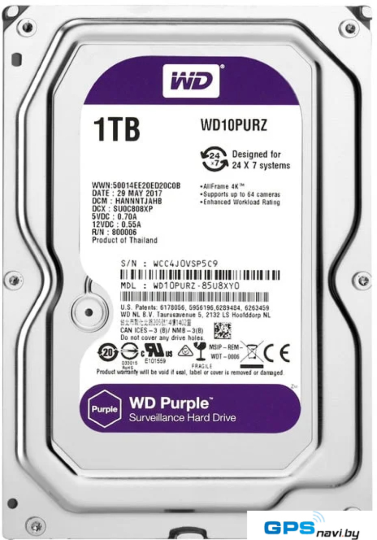 Жесткий диск WD Purple 1TB [WD10PURZ]