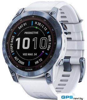 Умные часы Garmin Fenix 7 Sapphire Solar 47 мм (голубой минерал/белый камень)