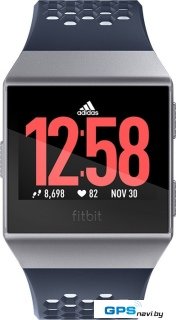 Умные часы Fitbit Ionic: Adidas Edition (серый/темно-синий)