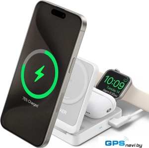 Беспроводное зарядное Anker MagGo Wireless Charging Station Foldable 3-in-1 B2557 25W (белый)
