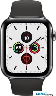 Умные часы Apple Watch Series 5 LTE 44 мм (сталь черный космос/черный спортивный)
