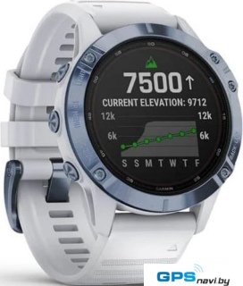Умные часы Garmin Fenix 6 Pro Solar 47 мм (минерально-синий титан, силикон)