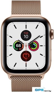 Умные часы Apple Watch Series 5 LTE 44 мм (сталь золотистый/миланский золотой)