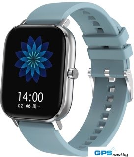Умные часы Lemfo DT35 2020 (силиконовый браслет, серебристый/голубой)
