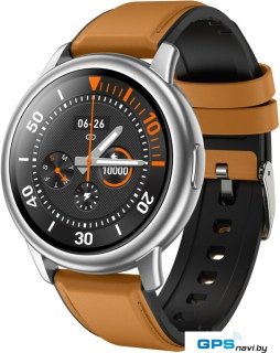 Умные часы Lemfo LF28 (серебристый/кожаный браслет)