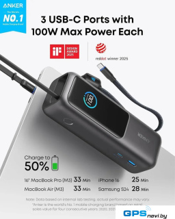 Внешний аккумулятор Anker A1695 165W 25000mAh (черный)