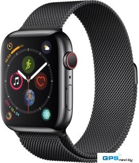 Умные часы Apple Watch Series 4 LTE 44 мм (сталь черный/миланский черный)