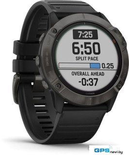 Умные часы Garmin Fenix 6X Pro Solar (титановый серый DLC/черный)