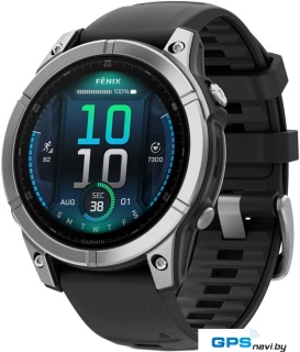 Умные часы Garmin Fenix 8 E 47мм (нержавеющая сталь, черный силиконовый ремешок)