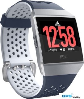 Умные часы Fitbit Ionic: Adidas Edition (серый/темно-синий)