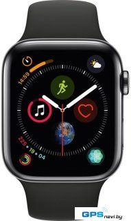 Умные часы Apple Watch Series 4 LTE 44 мм (сталь черный космос/черный)