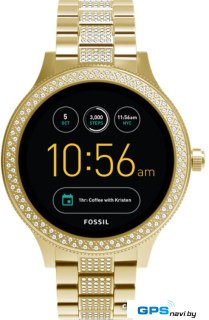 Умные часы Fossil Q Venture Gold-Tone Stainless Steel (золотистый+камни)