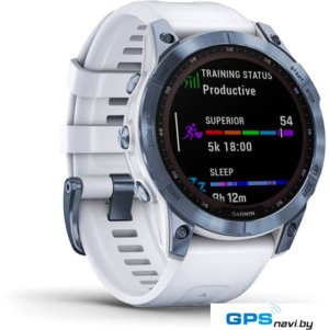 Умные часы Garmin Fenix 7 Sapphire Solar 47 мм (голубой минерал/белый камень)