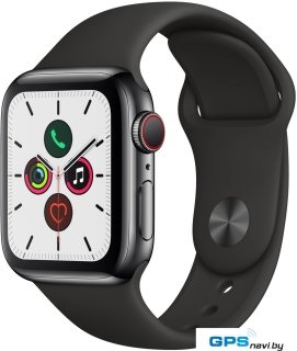 Умные часы Apple Watch Series 5 LTE 40 мм (сталь черный/черный спортивный)
